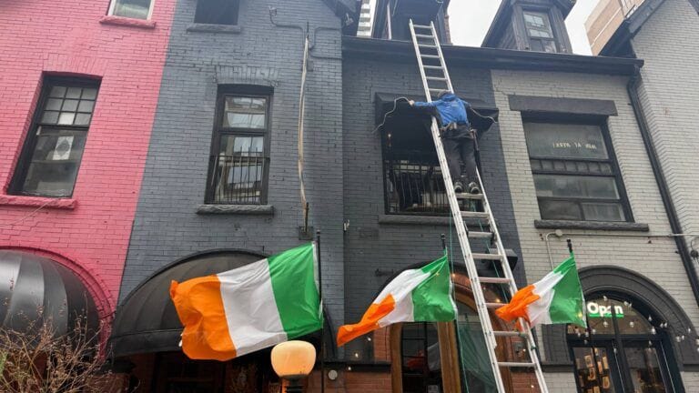 Awning Reinstallation and Window Service at 7 West Cafe, Toronto — St. Patrick’s Day 2026
