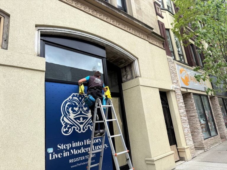 Commercial Window Cleaning Hamilton: Heritage Building Case Study (Black Panels, Graffiti, Architectural Glass)